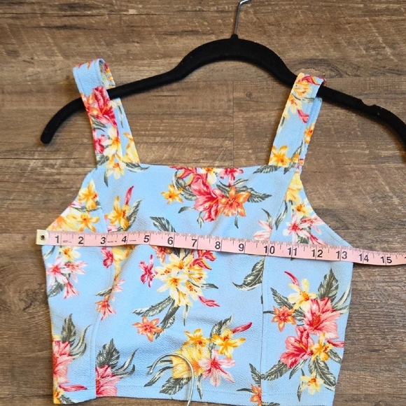 No Boundaries Junior Size M Tank Top And Shorts Two Piece Set Blue With Floral - Picture 6 of 10